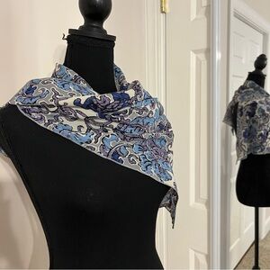 WOMENS Blue Purple Floral Scarf 13 1/4" wide X 68" long”